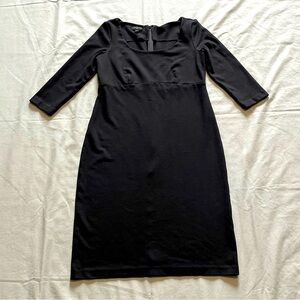 TALBOTS Seamed Ponte Stretch 3/4 Sleeve Dress Black Size 2P Work Casual Business
